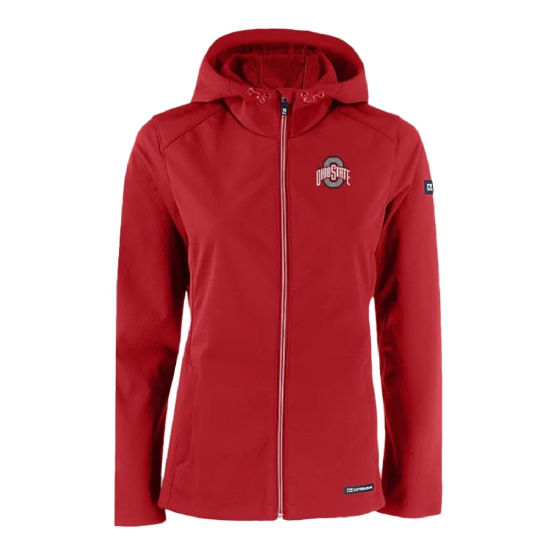Ladies Ohio State Buckeyes Cutter & Buck Eco Softshell Scarlet Full Zip Jacket Insulated Jacket Fitted Jacket Loose Jacket