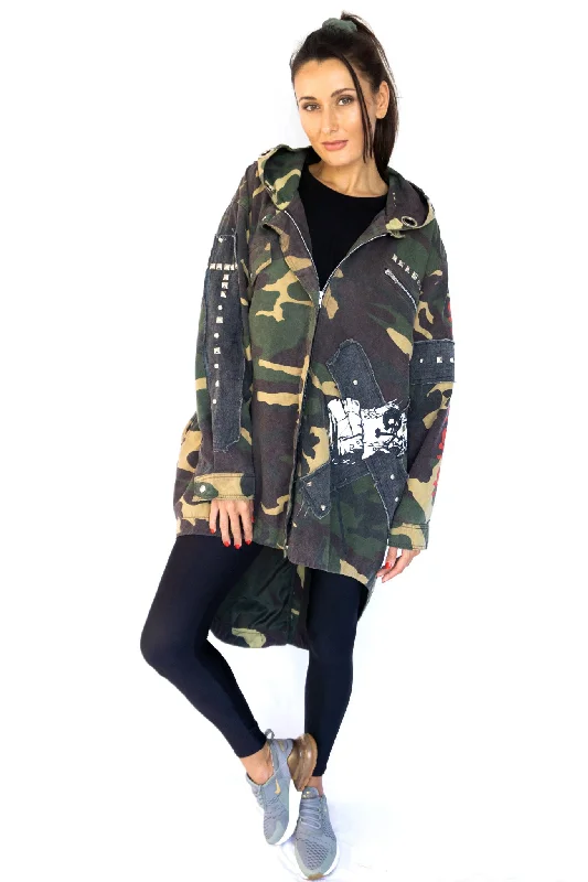 'NOT WAR' HOODED JACKET Faux Fur Jacket Real Fur Jacket Shearling Jacket