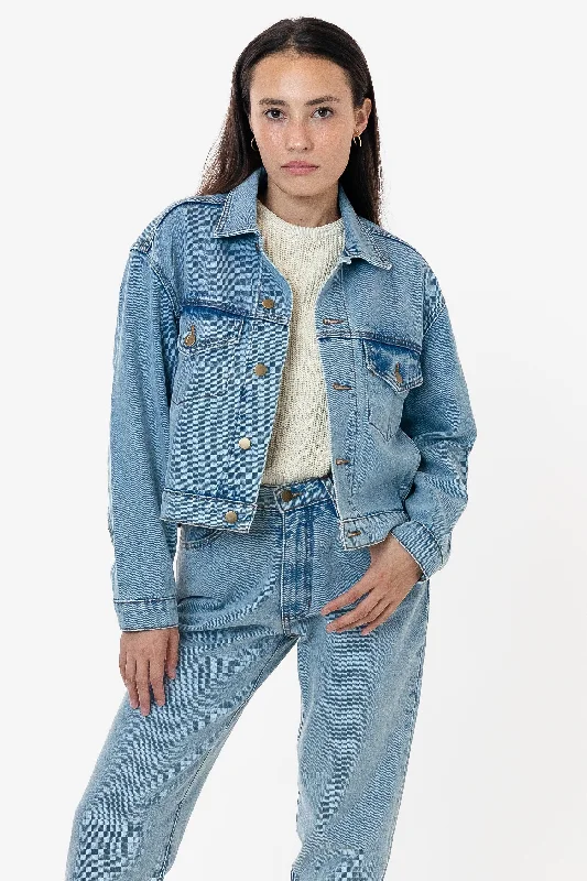 RDNW03 - Denim Cropped Jacket Cotton Fabric Linen Fabric Terry Fabric