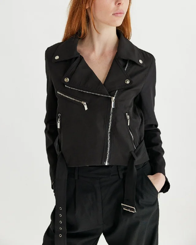 Ruby Jacket in Black Hooded Jacket Caped Jacket Shawl Collar Jacket