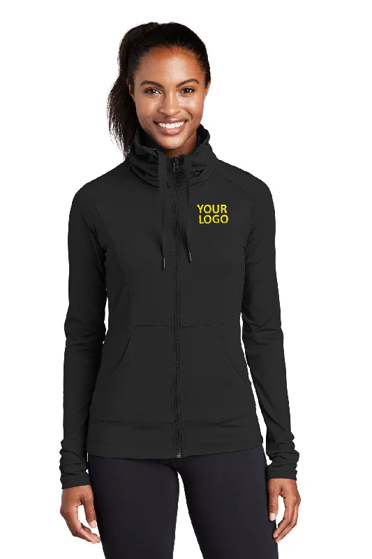 Sport-Tek Ladies Sport-Wick Stretch Branded Full-Zip Jackets, Black Corduroy Jacket Velvet Jacket Brocade Jacket