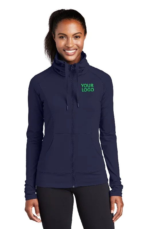 Sport-Tek Ladies Sport-Wick Stretch Customized Full-Zip Jackets, True Navy Jersey Jacket Tulle Jacket Batik Jacket