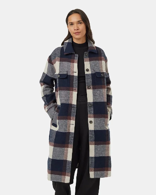 Ten Tree W Heavy Weight Flannel Long Jacket Tailored Jacket Straight Jacket A-Line Jacket