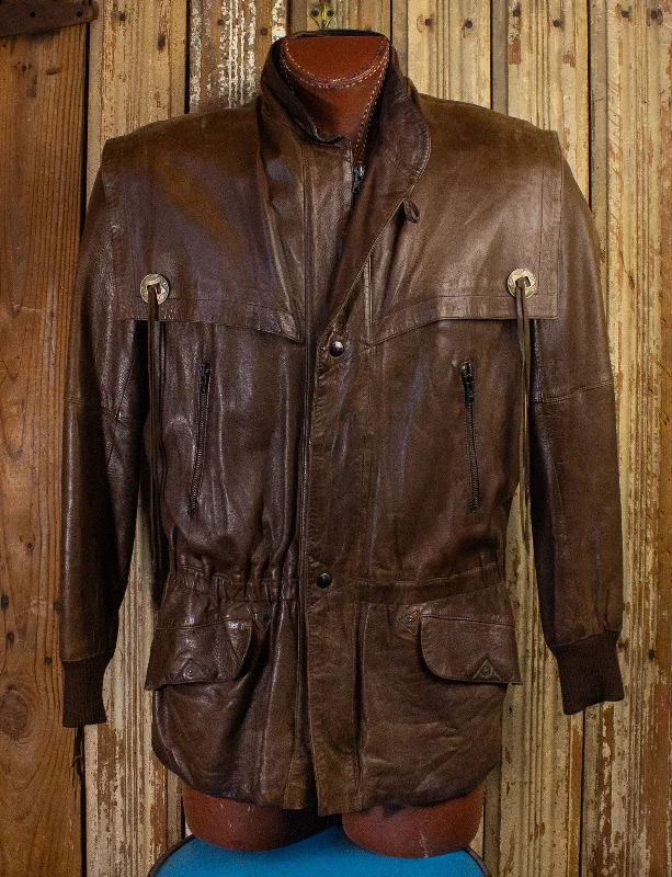 Vintage Brown Leather Jacket with Shoulder Flap 80s XL Tiered Jacket Buttoned Jacket Zippered Jacket Vintage Brown Leather Jacket with Shoulder Flap 80s XL Tiered Jacket Buttoned Jacket Zippered Jacket