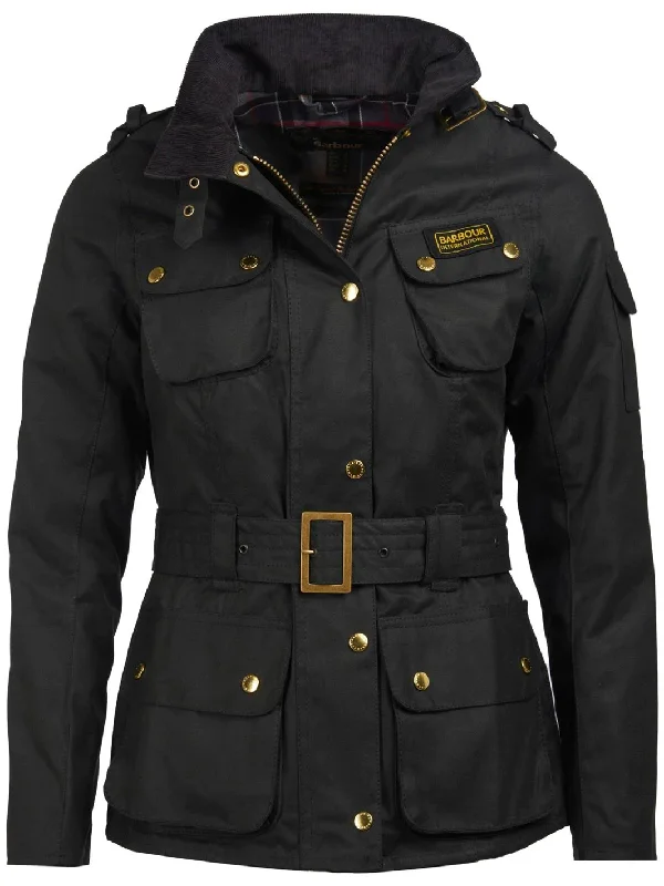 Women's Barbour International Wax Jacket Trench Coat Raincoat Waterproof Jacket