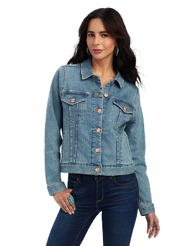 Women's Denim Jacket Herringbone Jacket Checkered Jacket Solid Jacket