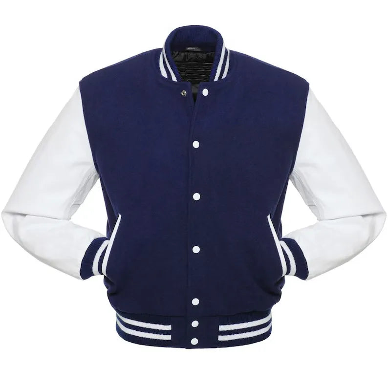 Womens Navy Blue Vintage Varsity Jacket Leather Sleeves Wool Jacket Cashmere Jacket Tweed Jacket Womens Navy Blue Vintage Varsity Jacket Leather Sleeves Wool Jacket Cashmere Jacket Tweed Jacket