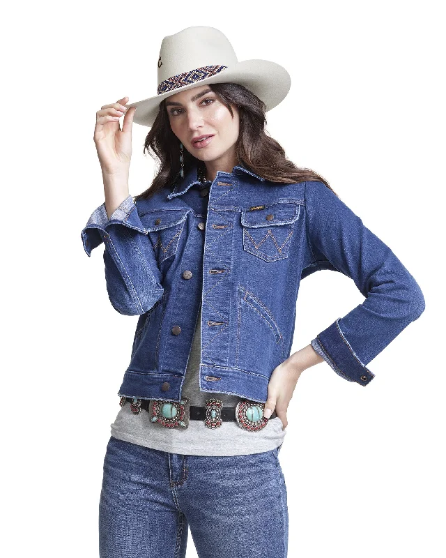 Women’s Retro Denim Jacket Collared Jacket Crew Neck Jacket Turtle Neck Jacket