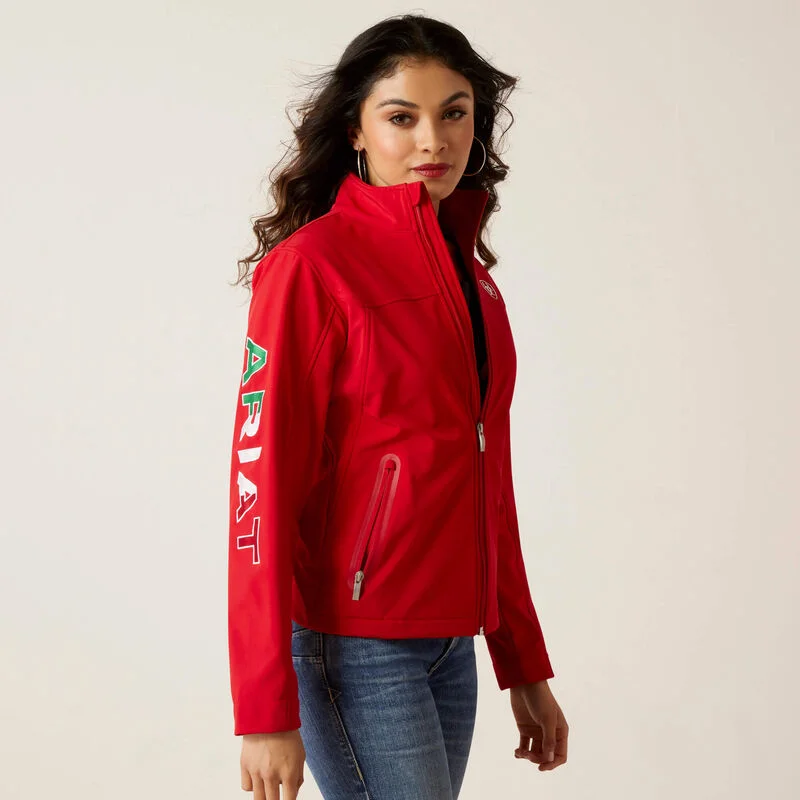 Women's Team Softshell Mexico Red Jacket Cardigan Sweater Pullover