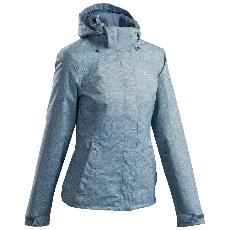 Women’s waterproof mountain walking jacket MH100 Welt Pockets Slit Pockets Flap Pockets