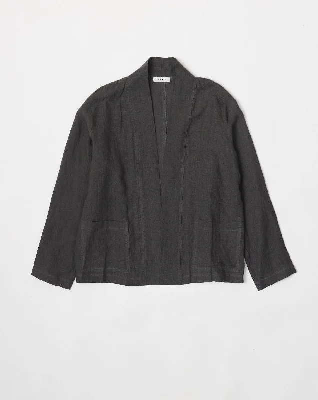 Yvette Jacket in Charcoal Zippered Front Buttoned Front Snap Front