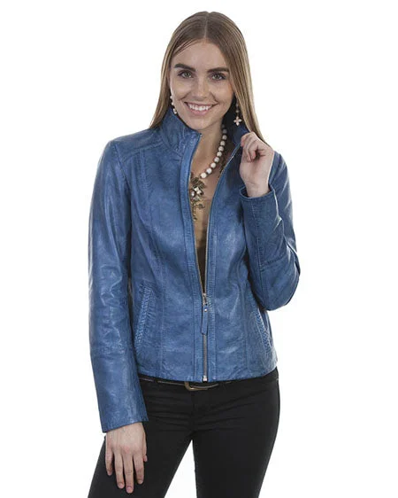 Women's Zip Front Jacket Welt Pockets Slit Pockets Flap Pockets