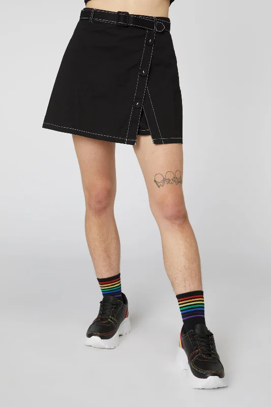 Bad Guy Belted Twill Skort silk skirt lustrous