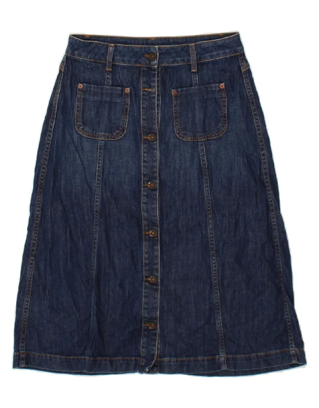 BENETTON Womens Denim Skirt W28 Medium Navy Blue Cotton button skirt front