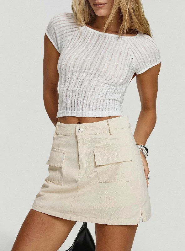 Cadern Skort Cream leather skirt durable