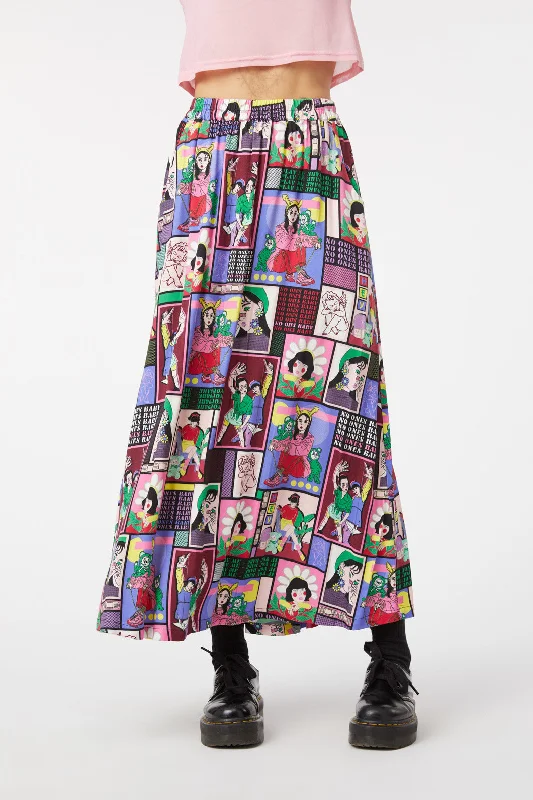 Comic Viscose Midi Skirt chiffon skirt flowing