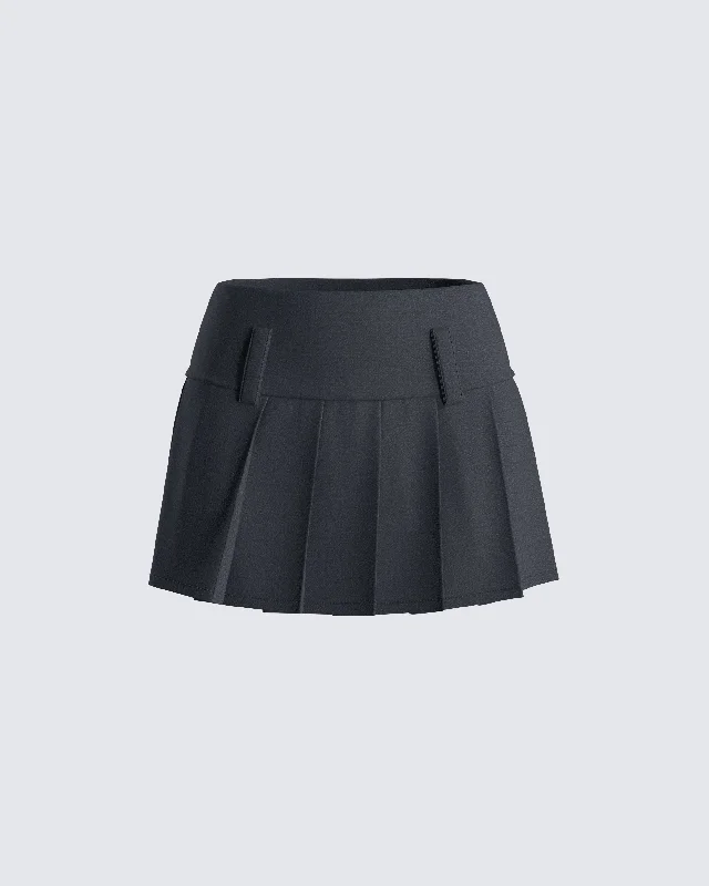 Deb Black Suiting Pleat Mini Skirt denim skirt casual