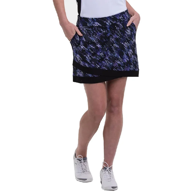 EP New York Texture Print Black Multi 17.5in Womens Golf Skort asymmetrical skirt cut