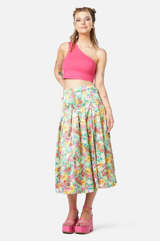 Glade Satin Midi Skirt a-line skirt cut