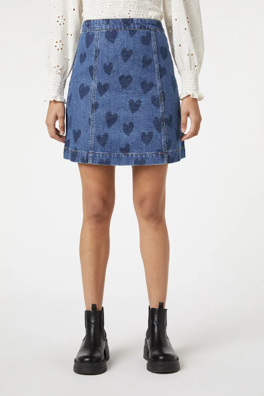 Indigo Hearts Skirt high slit skirt