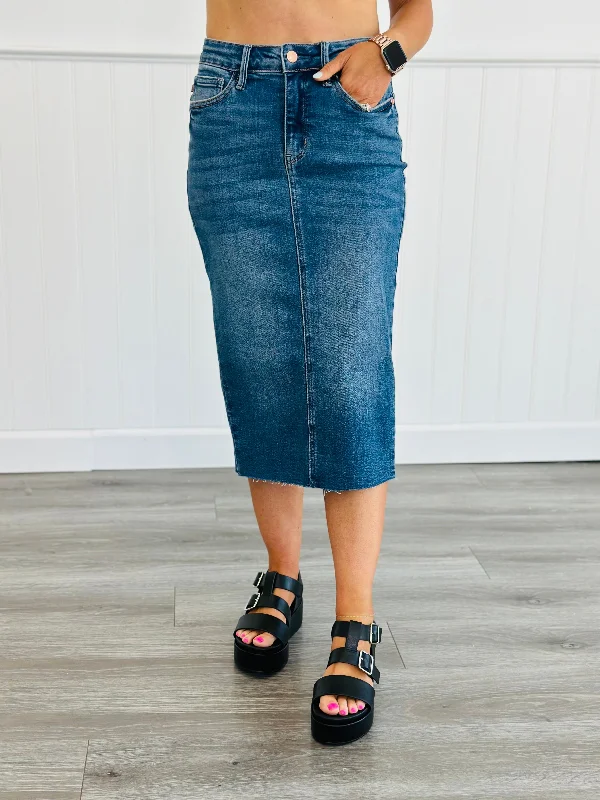 Judy Blue Denim Daydream Midi Skirt (Reg. and Plus) wool skirt breathable