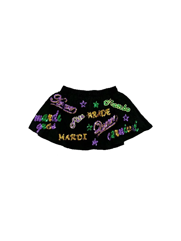 Junior Mardi Explosion Skort - Black belted skirt waist