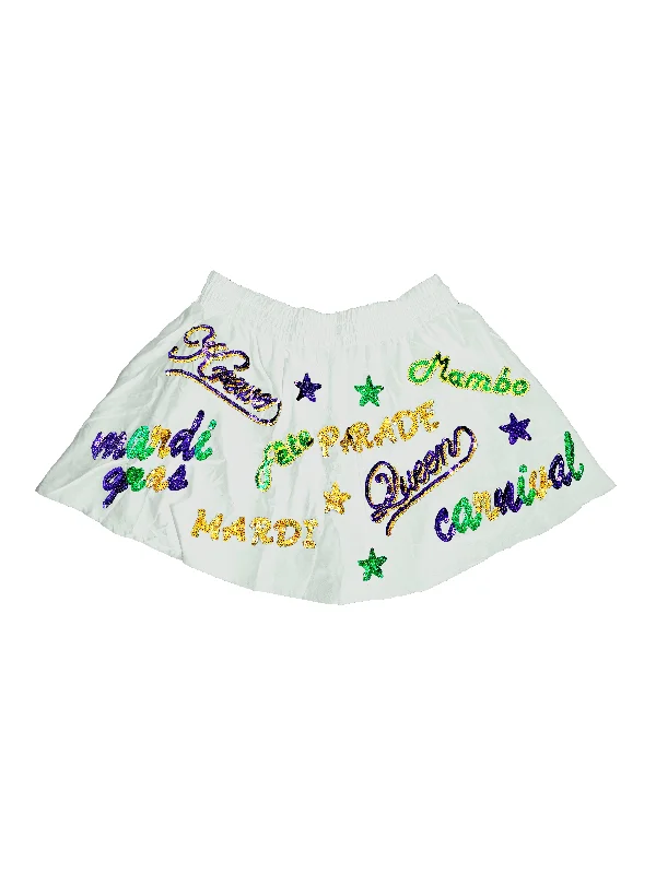 Junior Mardi Explosion Skort - White linen skirt natural