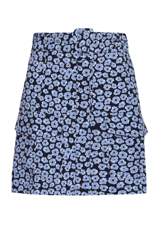 Glamorous Dusty Blue Mini Floral Belted Mini Skirt linen skirt natural