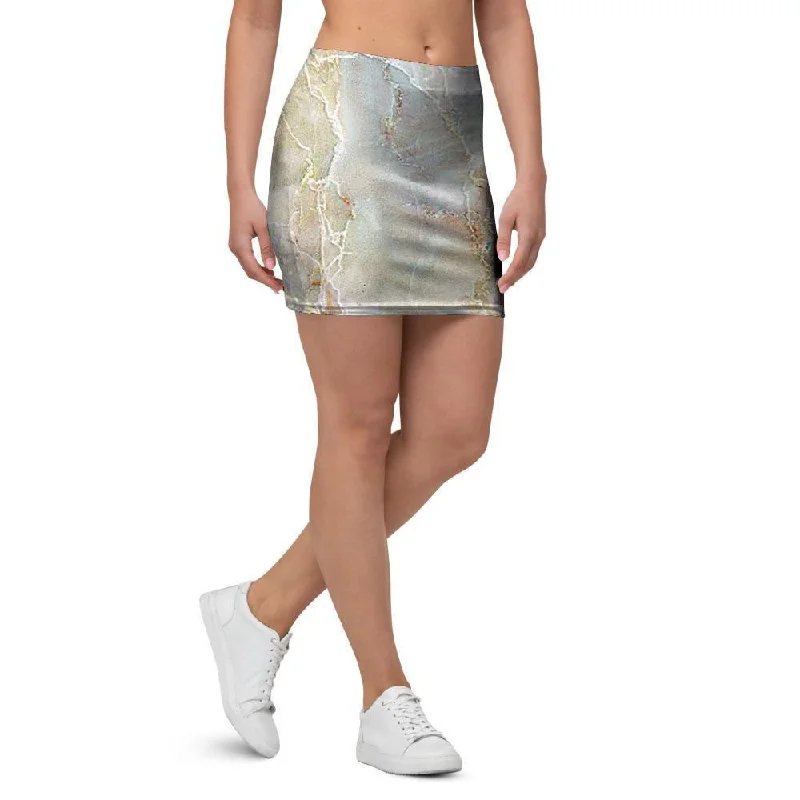 Natural Brown Marble Mini Skirt linen skirt light