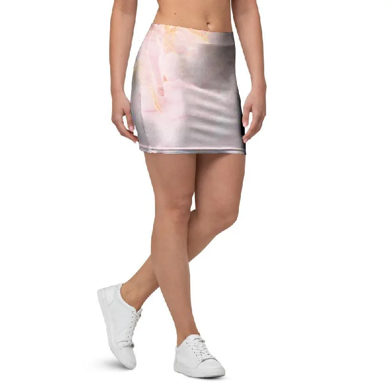 Natural Pink Marble Mini Skirt chiffon skirt airy