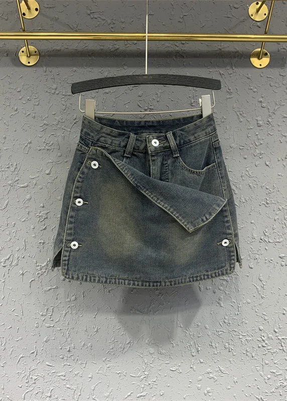 New Blue Sexy High Waist Denim Short Skirt Autumn cotton skirt soft