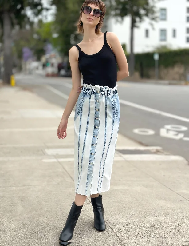 Sally Button Front Skirt linen skirt natural