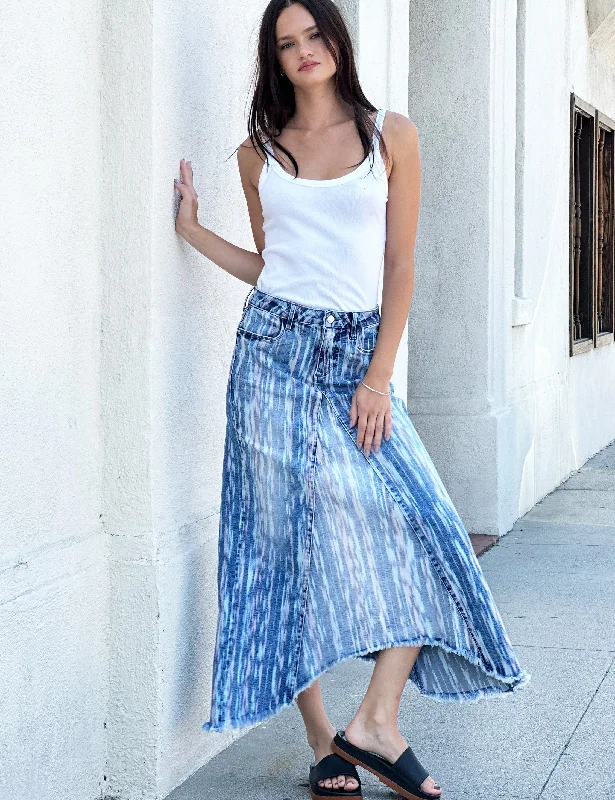 Selma Pieced Denim Maxi Skirt cashmere skirt soft