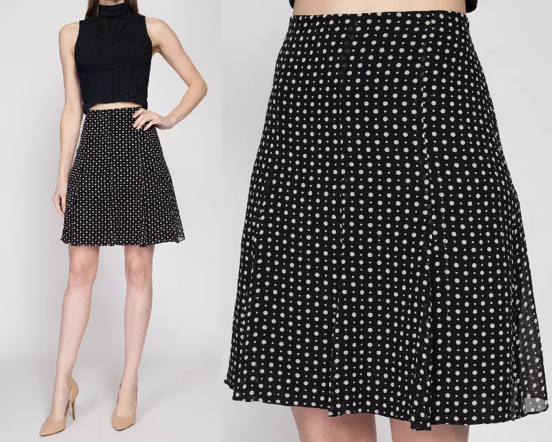 Small Y2K Black & White Silk Skirt relaxed fit skirt