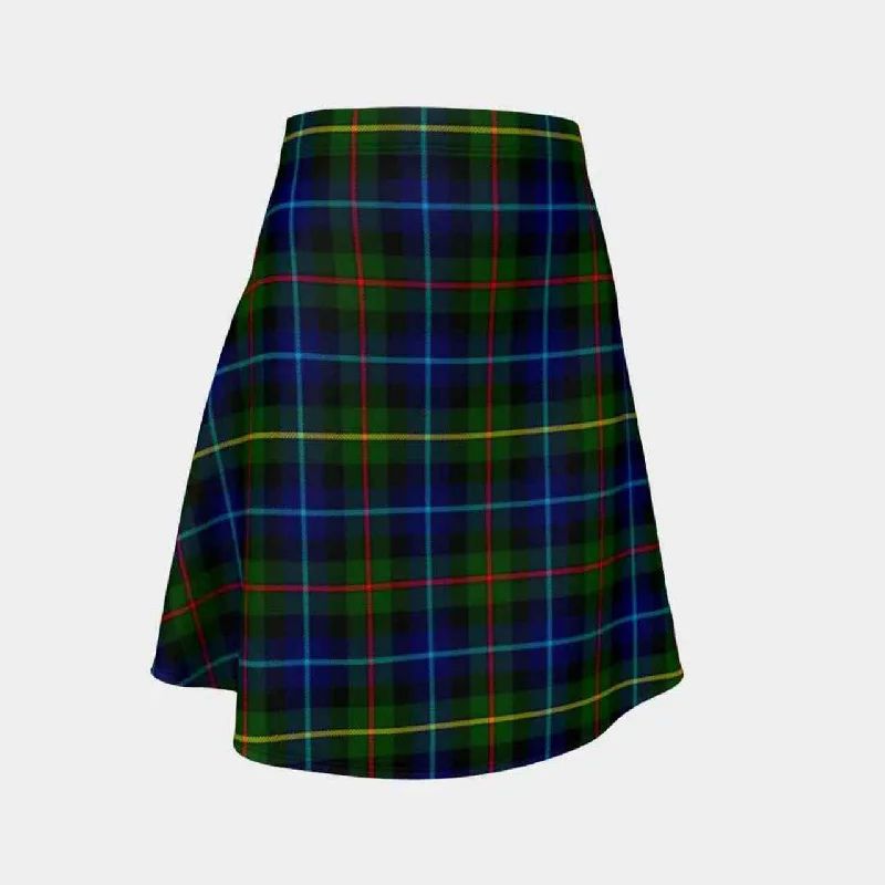 Smith Modern Tartan Flared Skirt belted skirt waist