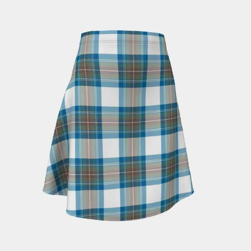 Stewart Muted Blue Tartan Flared Skirt leather skirt durable