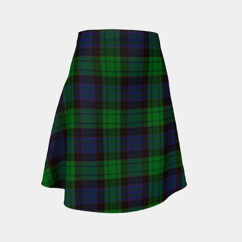 Stewart Old Modern Tartan Flared Skirt high waist skirt