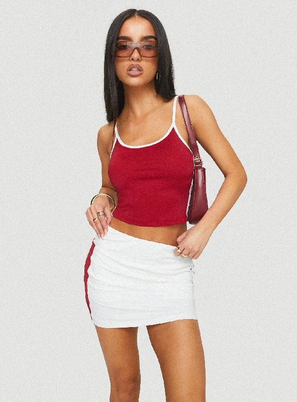 Tex Skort White / Red denim skirt trendy