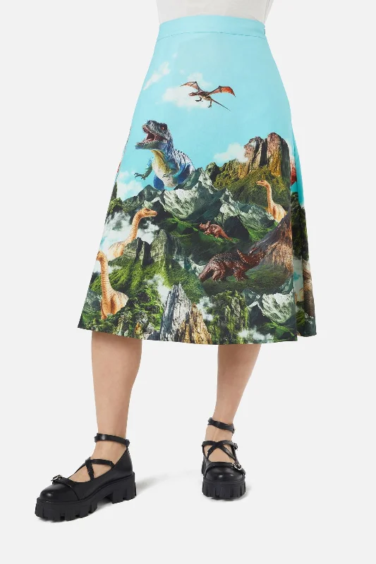 Triassic Scene Border Skirt leather skirt sleek