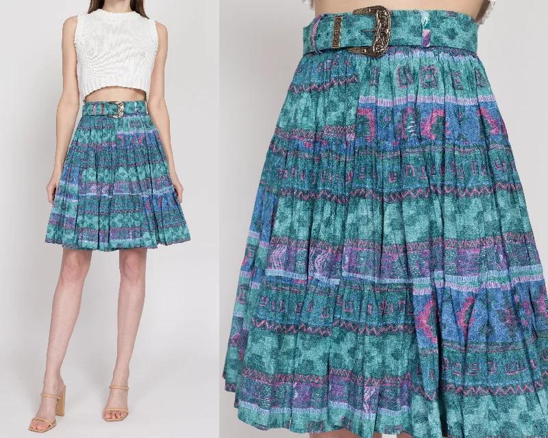 XS-Med 90s Southwestern Square Dance Skirt velvet skirt sumptuous