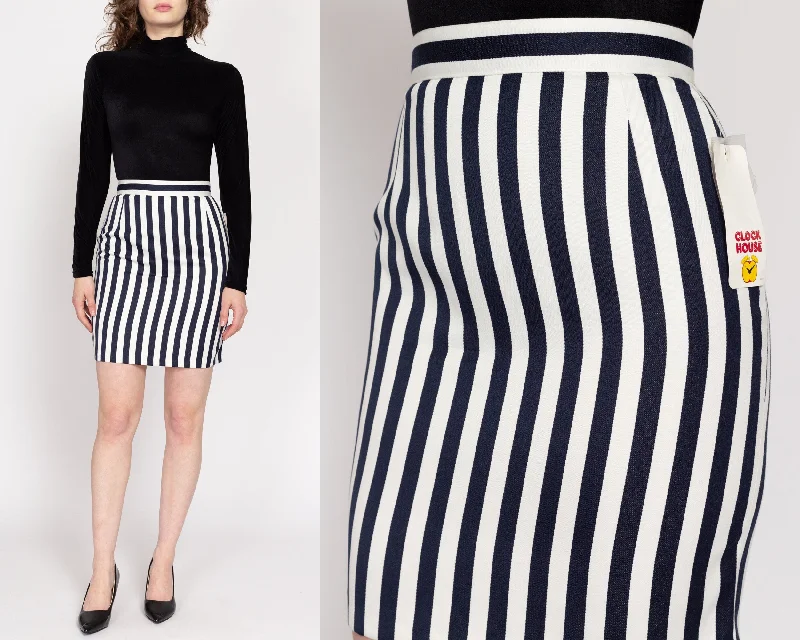 XS-Sm 90s Navy & White Striped Mini Skirt NWT 25.5" midi skirt versatile
